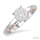 1/3 Ctw Round Cut Diamond Lovebright Ring in 14K White and Rose Gold