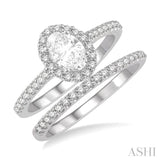 1/2 ct Diamond Wedding Set With 3/8 ct Oval Cut Engagement Ring and 1/10 ct Wedding Band in 14K White Gold