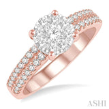 3/4 Ctw Round Lovebright Diamond Cluster Ring in 14K Rose and White Gold