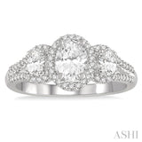 Oval Shape Past Present & Future Diamond Engagement Ring