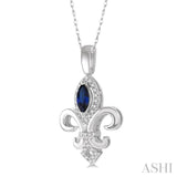 Gemstone & Diamond Fleur De Lis Pendant