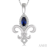 Gemstone & Diamond Fleur De Lis Pendant