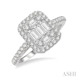 1/3 Ctw Baguette & Round Cut Fusion Diamond Ring in 14K White Gold