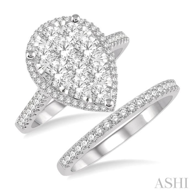 Pear Shape Lovebright Essential Diamond Wedding Set