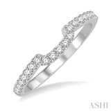 1/4 Ctw U-Shape Center Round Cut Diamond Wedding Band in 14K White Gold