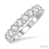 3/4 Ctw Zigzag Baguette and Round Cut Diamond Ring in 14K White Gold
