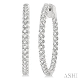 1 Ctw Round Cut Diamond In-Out Hoop Earring in 14K White Gold