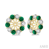 2.30 MM Round Cut Emerald and 1/2 Ctw Round Cut Diamond Earring Jacket in 14K Yellow Gold