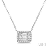 1/2 ctw Baguette and Round Cut Diamond Necklace in 14K White Gold