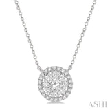3/4 ctw Circular Round Cut Diamond Lovebright Necklace in 14K White Gold