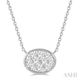 1/3 Ctw Oval Shape Lovebright Diamond Necklace in 14K White Gold