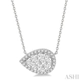 1 ctw Pear Shape Round Cut Diamond Lovebright Necklace in 14K White Gold