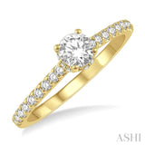 5/8 Ctw Round Center Stone Ladies Engagement Ring with 3/8 Ct Round Cut Center Stone in 14K Yellow Gold