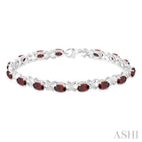 Oval Shape Silver Gemstone & Diamond Bracelet