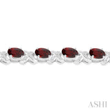 Oval Shape Silver Gemstone & Diamond Bracelet