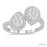 Pear Shape Lovebright 2 Stone Diamond Fashion Ring