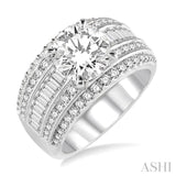 1 1/3 ctw Semi-Mount Baguette and Round Cut Diamond Engagement Ring in 14K White Gold