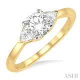 1/4 ctw Triangular Cut Diamond Semi-Mount Engagement Ring in 14K Yellow and White Gold
