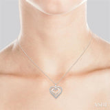 Silver Double Heart Shape Diamond Fashion Pendant