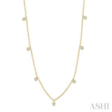 1/4 ctw Mini Mount Round Cut Diamond Station Necklace in 14K Yellow Gold