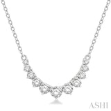 3/4 Ctw Graduated Diamond Smile Necklace in 14K White Gold