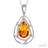 Pear Shape Gemstone & Diamond Pendant