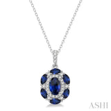 Oval Shape Gemstone & Diamond Pendant