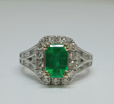 18k White Gold Emerald and Diamond Ring DCR-24570