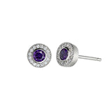 Add-A-Birthstone Sterling Silver Simulated Gemstone & Diamond Earrings
