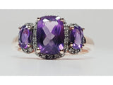 10k Rose Gold Three Stone Amethyst Gemstone Ring   DCR-24491