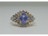 14k Yellow Gold Oval Tanzanite and Diamond Ring   DCR-24522