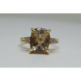 14k Yellow Gold Smokey Quartz with Diamond Gemstone Ring  DCR-24560