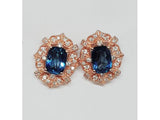 14k Rose Gold Oval London Blue Topaz and Diamond Filigree Earrings - DER-25687