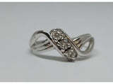 14k White Gold Three Diamond Swirl Fashion Ring - DFR-25796