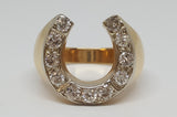 14k Yellow Gold Diamond Horse Shoe Ring   DGR-23280