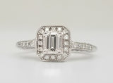 14k White Gold .63 CTW Emerald Cut Diamond Engagement Ring - DSR-23208