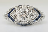 14k White Gold .90 CTW Diamond and Sapphire Engagement Ring DSR-23312