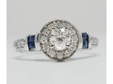 14k White Gold .61 CTW Diamond & Sapphire Engagement Ring - DSR-23553