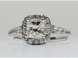 14k White Gold 1.35 CTW Princess Cut Halo Diamond Engagement Ring - DSR-23555