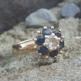 14k Yellow Gold Sapphire and Diamond Flower Ring DEJ-24200