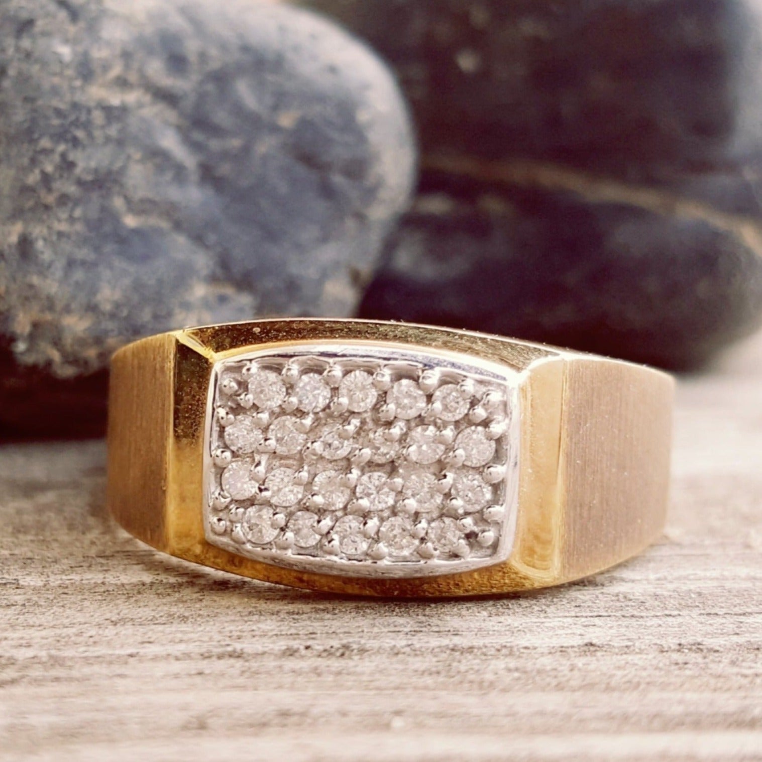Ruby and Diamonds Men's Ring | 18k Yellow Gold - Jewelry| Hits Jewelry