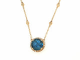 14k Rose Gold Round London Blue Topaz and Diamond Pendant - DPD-26579
