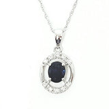 14k White Gold Sapphire and Diamond Pendant - DPD-26642