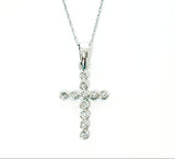 14k White Gold Diamond Cross Pendant - DPD-26686
