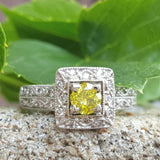 14k White Gold .76 CTW Yellow Diamond Engagement Ring - DSR-23316