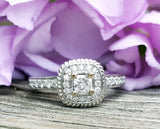 14k White Gold .65 CTW Princess Cut Halo Engagement Ring DSR-23339