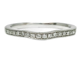 14k White Gold Curved Diamond Filigree Wedding Band DWB-23939